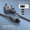 Portronics Konnect G2 Laptop Power Cable with 3PIN Clover Power Connector, 1.5M Cord Length, 350W Load Capacity