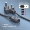 Portronics Desktop Power Cable Konnect G1 Desktop Power Cable with 350W Load Capacity (Grey)