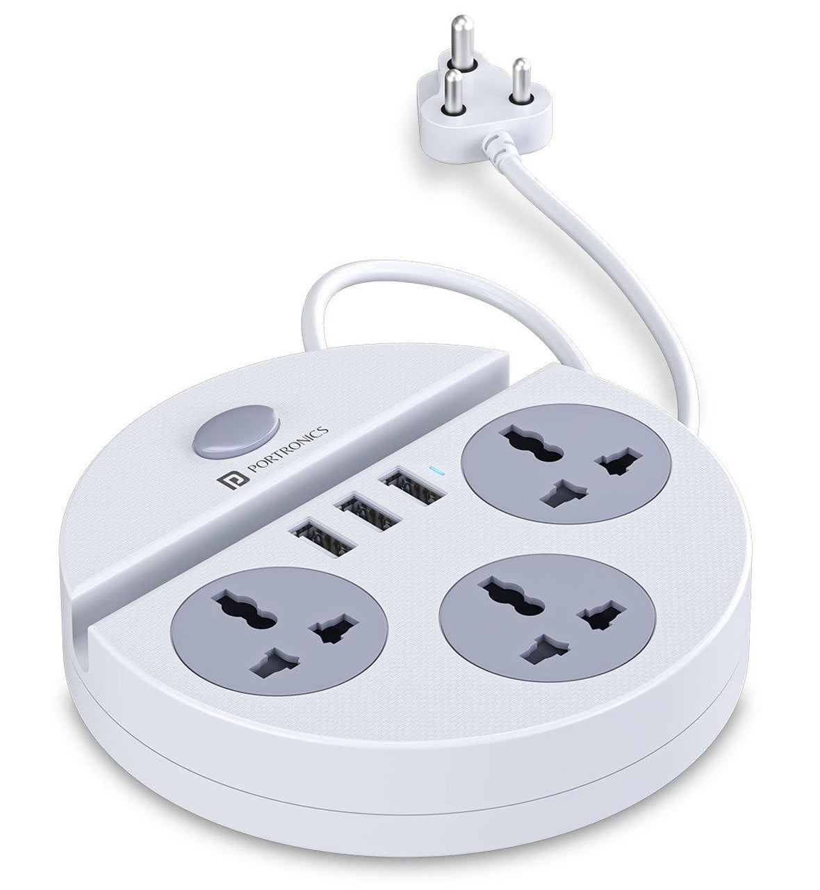 Portronics Extension Board Power Plate 5 With 3 USB Charger Port White