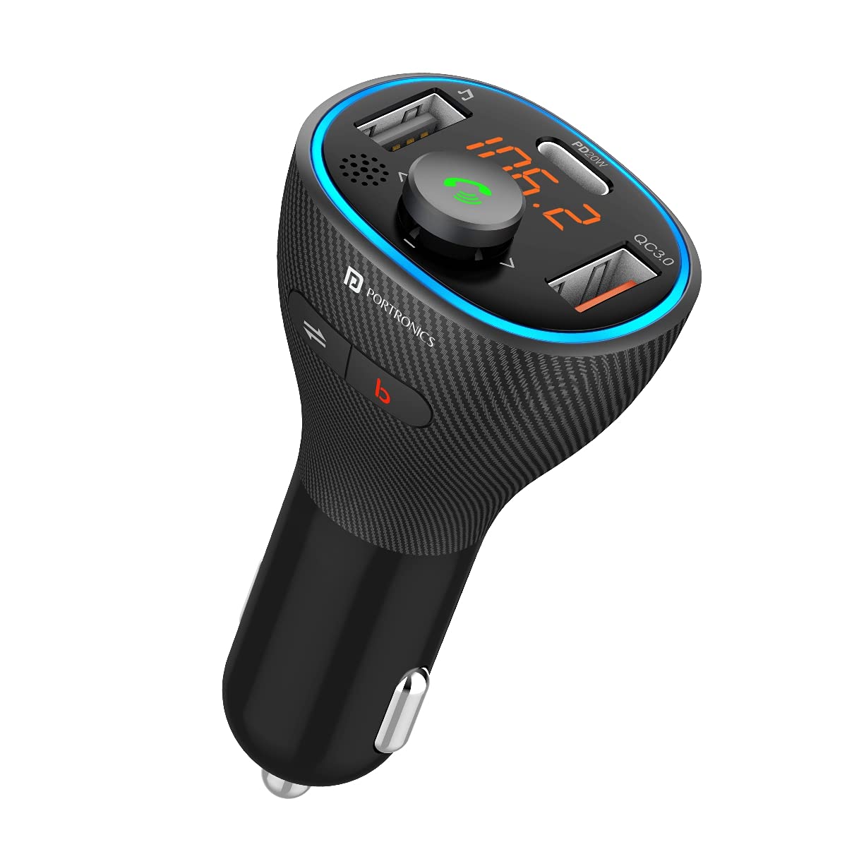 Portronics Auto 15 Bluetooth - FM Transmitter in-Car Radio Adapter for Hands-Free Calling